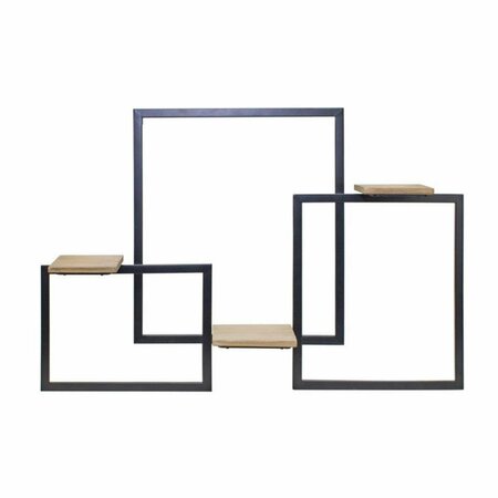 MADE4MANSIONS Iron and Wood Squares Wall Shelf MA3068624